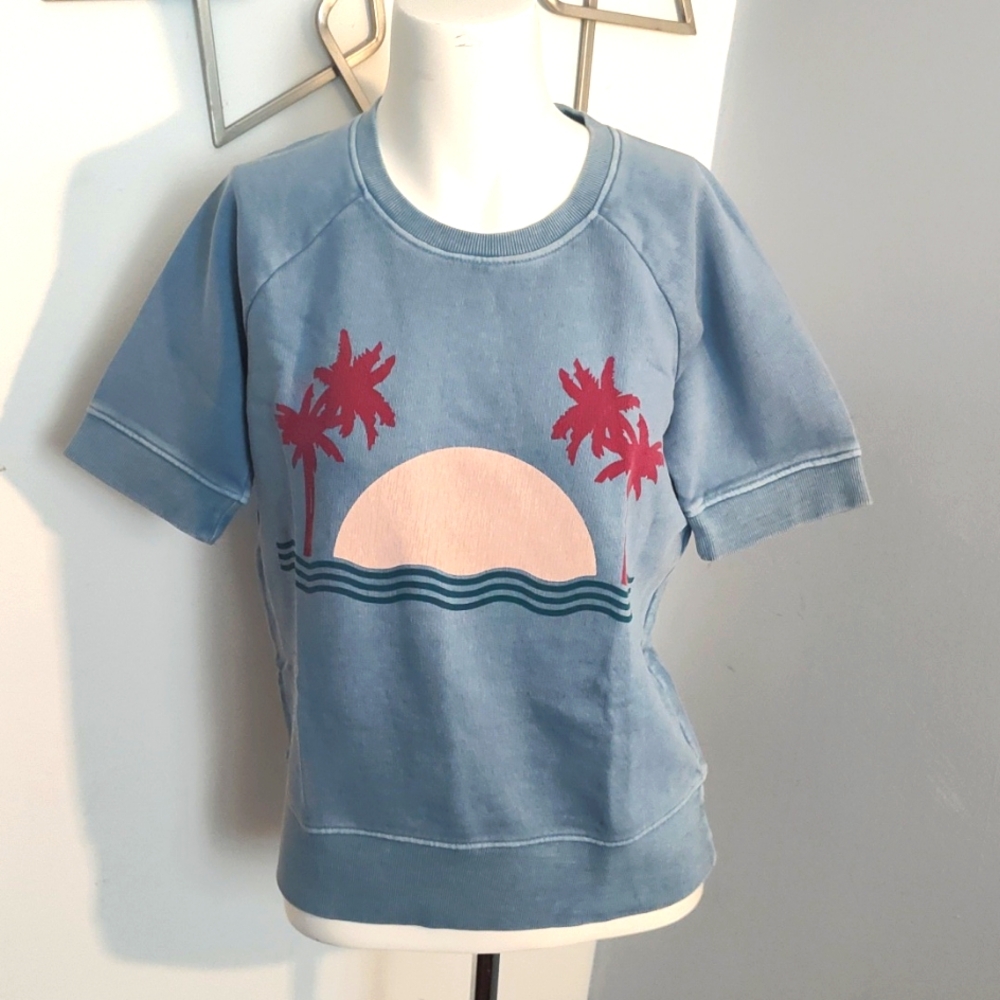 Lucky Brand Blue Shirt with Palm Tree Design